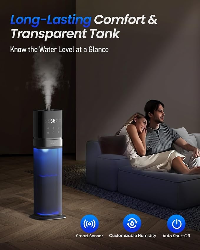 Humidifiers for Bedroom 2.1Gal/8L, Smart Humidifier Large room, Cool Mist Humidifiers for Bedroom Large Room with Extended Tube, WIFI App&Voice Control, Humidifiers for Home Baby Plants, Blue - Image 4