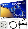 Sony K55XR80M2 BRAVIA 8 II 55 Inch Class QD‑OLED 4K HDR Smart Google TV (2025) Bundle with Deco 3770 Wall Mount Bundle, 2X HDMI Cables, Stanley 6‑Outlet Surge Protector by Unknown