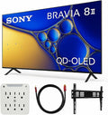 Sony K65XR80M2 BRAVIA 8 II 65 Inch Class QD‑OLED 4K HDR Smart Google TV (2025) Bundle with Deco 3770 Wall Mount Bundle, 2X HDMI Cables, Stanley 6‑Outlet Surge Protector by Unknown