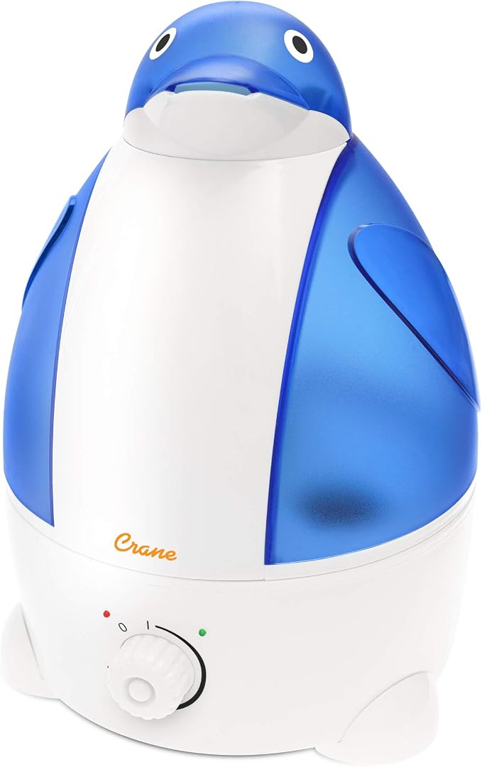 Crane Animal Humidifier for Bedroom, 1 Gal. Cool Mist Humidifier for Baby Nursery with Auto Shut-Off, Easy to Clean, Penguin by Crane