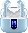 TAGRY Bluetooth Headphones True Wireless Earbuds 60H Playback LED Power Display Earphones with Wireless Charging Case IPX5 Waterproof in-Ear Ear buds with Mic for TV Smart Phone Laptop Computer Sports by TAGRY