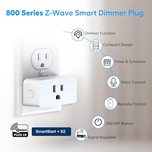 Z-Wave Dimmer Plug 800 Series Zwave Smart Plug，Dimmable Outlet Built-in - Image 3