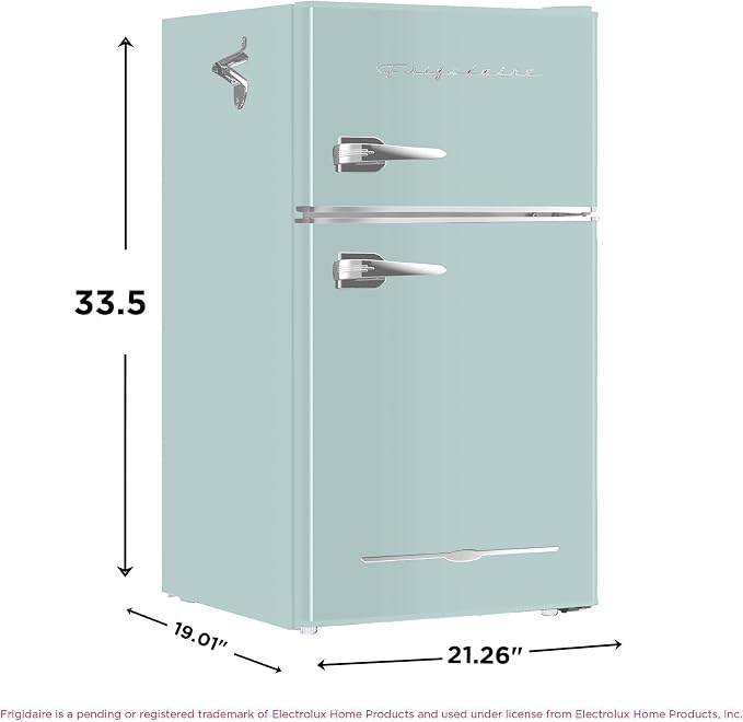 Frigidaire EFR840 Retro Mini Fridge with Freezer & Side Bottle Opener - Small 2 Door Refrigerator for Office Bar or College Dorm Room - 3.2 Cu Ft, Mint - Image 5