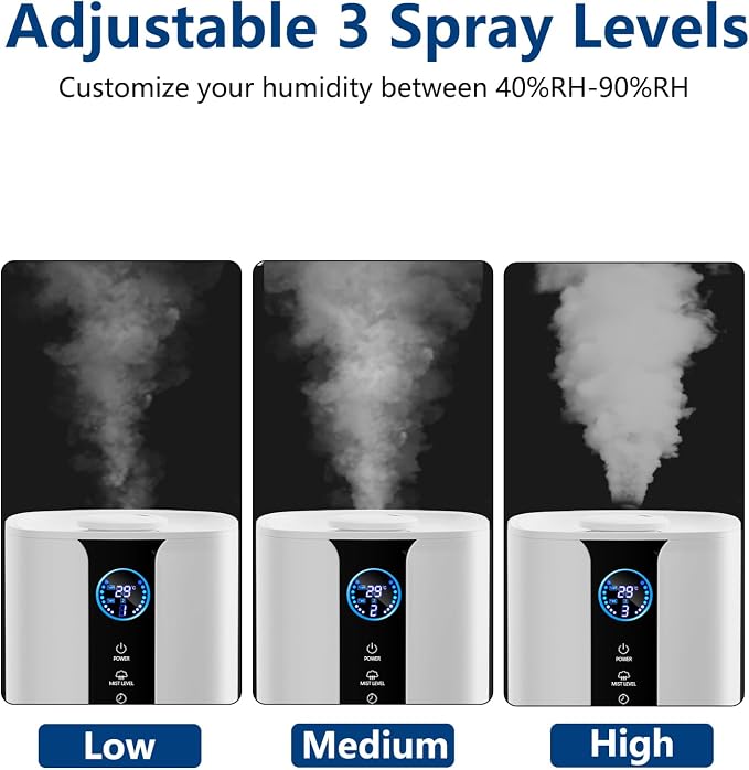 9L Smart Humidifiers for Bedroom Large Room, 2.3Gal Cool Mist Top Fill Diffuser App & Remote Control, 3 Mist Modes, Quiet Humidifier for Home Office Plant (APP White) - Image 4