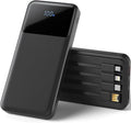 Portable Charger with Built in Cables, Power Bank with Cords Wires, Slim 10000mAh Travel Battery Pack 6 Outputs 3 Inputs 3A Fast Charging for Samsung Google Pixel LG Moto iPhone iPad, 1 Pack by Unknown