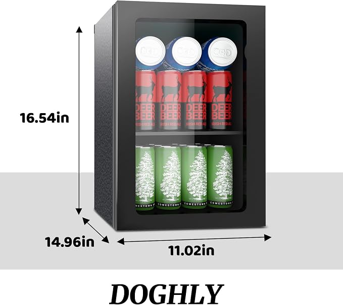 DOGHLY 24 Cans/0.9 Cu.Ft Beverage Refrigerator Solid Door Mini Fridge | Fast Cooling Mini Cooler with Removable Shelves for Soda, Beer, Wine, Low Noise Beverage Fridge for Home, Office,and Dorm - Image 3