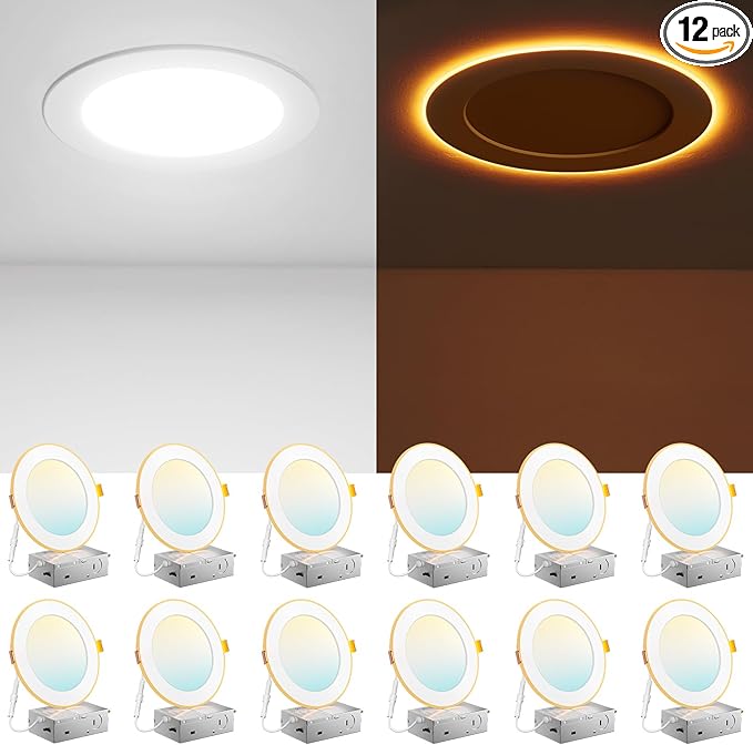 Amico 12 Pack 6 Inch 5CCT LED Recessed Ceiling Light by Amico