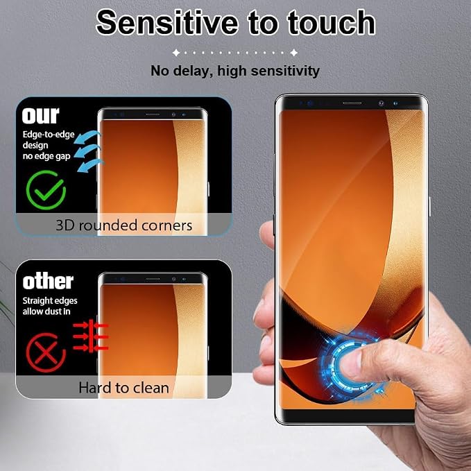 Galaxy Note 9 Privacy Screen Protector Tempered Glass, 9H Hardness 3D Curved - Image 3