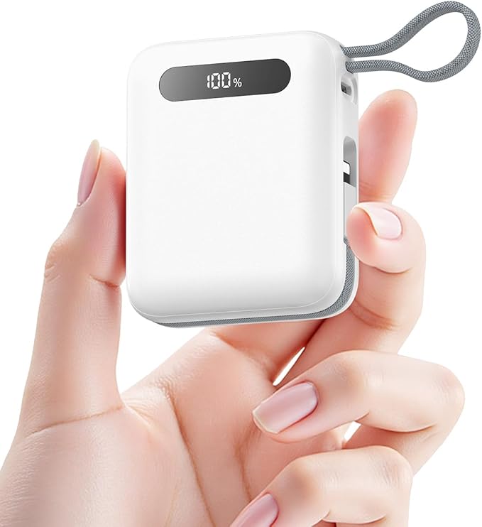 Portable Charger Power Bank, Ultra Mini 10000mAh Portable Charger with Built-in Cables, 35W Fast Charging Battery Pack, Travel Essential Compatible with iPhone 17 16 15 Samsung S22 S21 Google iPad etc by SIXTHGU