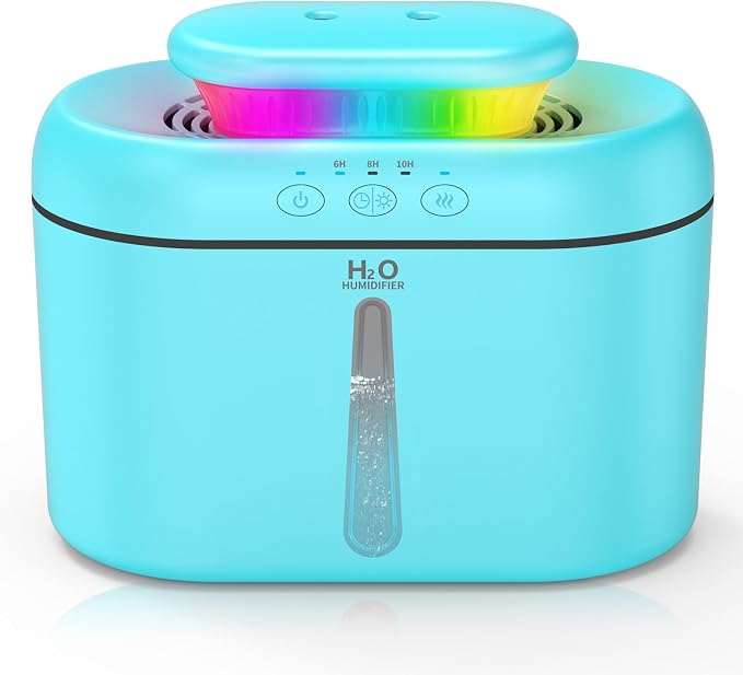 SZO Humidifiers for Bedroom, 2.5L Capacity, Auto Shut-Off, Easy to Fill & Clean, 16 dB Quiet Ultrasonic Humidifier for Large Room, Plants, Baby Nursery, Indoor, Night Light(Blue) by SZOLLC