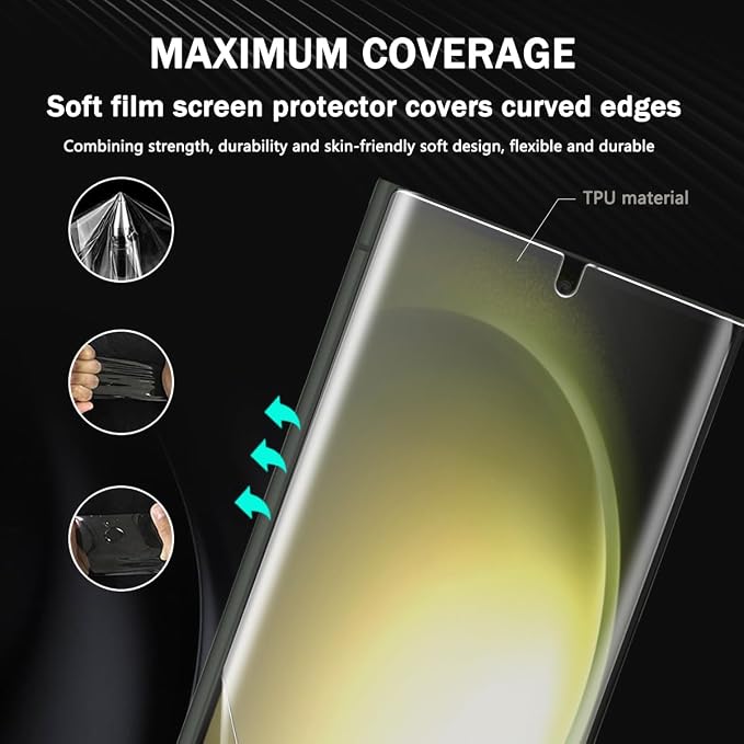 3+2 Pack Screen Protector for Samsung Galaxy S23 Ultra Flexible TPU Film - Image 4