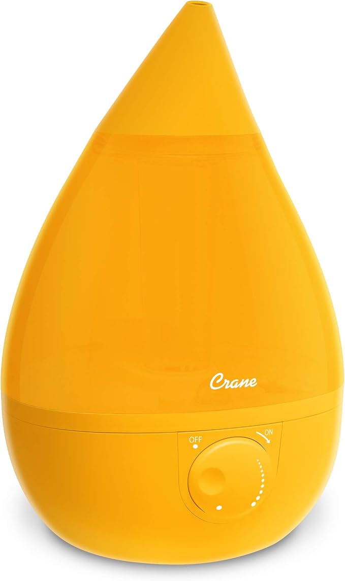 Crane Ultrasonic Cool Mist Humidifier for Bedroom, Baby Nursery, Kids Room, Plants, or Office, Large 1 Gallon Tank, Filter Optional, Orange by Crane