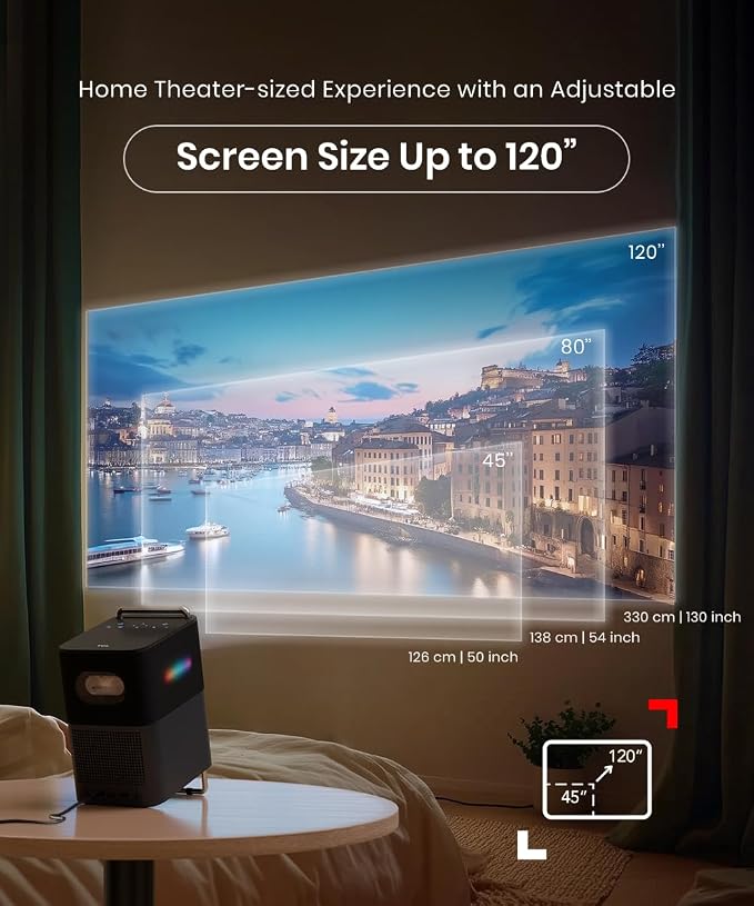 TCL A1 GTV Projector with Official Netflix Licensed, 1080P Portable Outdoor Movie Projector, 360 ISO Lumens, 4K Supported Bluetooth WiFi Projector, 120" Screen, Auto Focus, Dolby Digital, 16W Speaker - Image 6