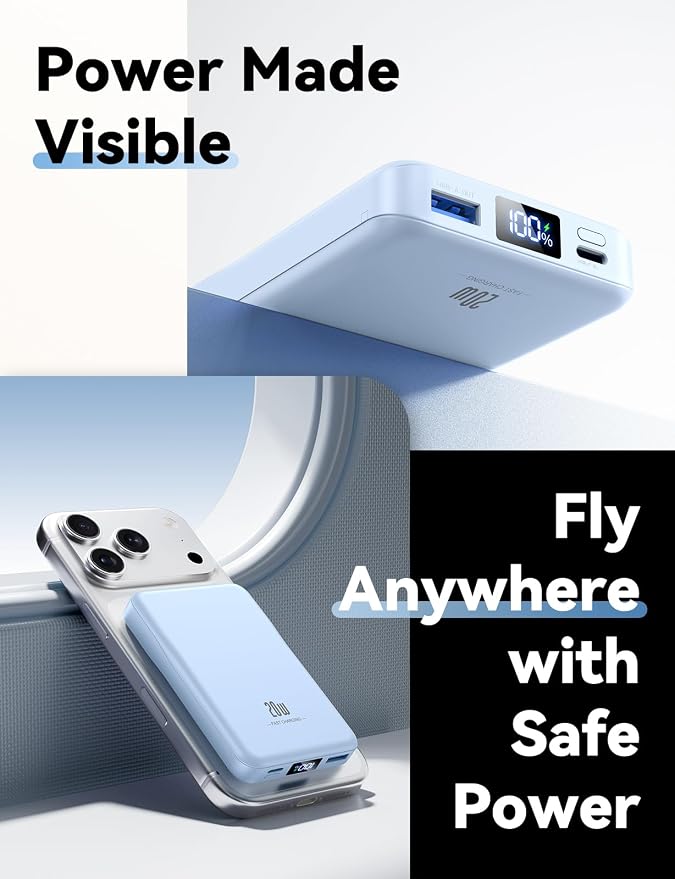 Aobbow Magnetic Portable Charger, 10000mAh for Magsafe Battery Pack, 20W Fast Charging Power Bank, Travel Essential of Wireless Charger Compatible with iPhone 17/16/15/14/13 Pro/Max/Air/Plus-SkyBlue - Image 6
