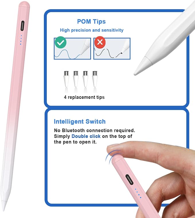 Stylus Pens for Touch Screens Power-Display Tablet Pen POM Tip Magnetic Digital - Image 5