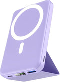 podoru for Magsafe Battery Pack, Foldable 10000mAh Magnetic Power Bank with USB-C Cable LED Display 22.5W PD Fast Charging Wireless Portable Charger for iPhone 17/16/15/14/13/12 Series-Light Purple by PodoruPowerBank