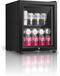 Saeoola Beverage Refrigerator, 1.3 Cu.ft Mini Fridge with Double Glass Door, Cooler for Soda, Beer or Wine for Home, Office or Bar with Adjustable Removable Shelves (Black) by Saeoola