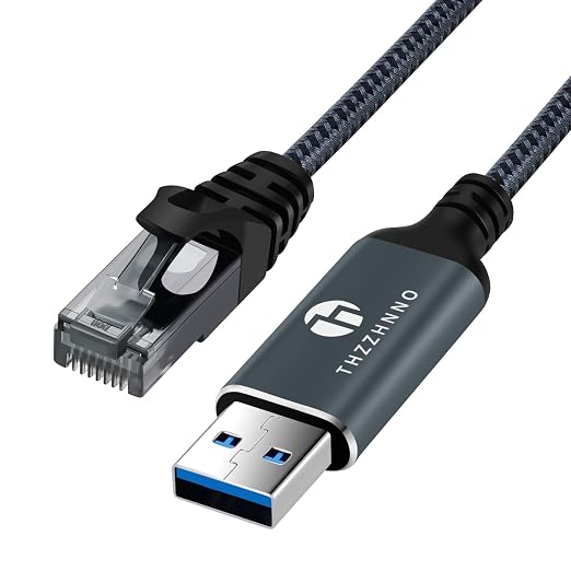 USB to Ethernet Cable 10FT, USB 3.0 A to RJ45 Male Cable Directly Connected by Thzzhnno