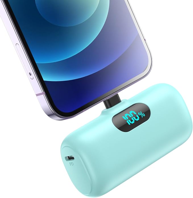 Small Portable Charger for iPhone 5000mAh, PD Fast Charging Power Bank,Mini Battery Pack Portable Phone Charger Travel Essentials for iPhone 14/14 Pro Max/13/13 Pro/12 Pro/11/XS/XR/X/8/7/6/SE Series by Feob