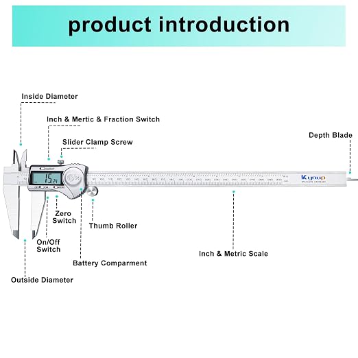 Kynup Digital Caliper, 12 Inch Caliper Measuring Tool - Image 6
