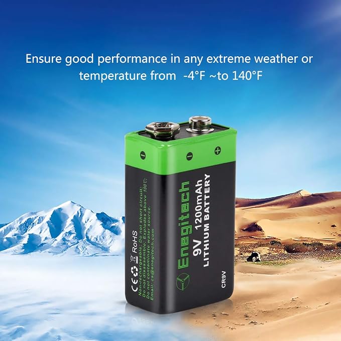 Enegitech 9V Lithium Battery, 9 Volt Battery 1200mAh Non-Rechargeable - Image 5