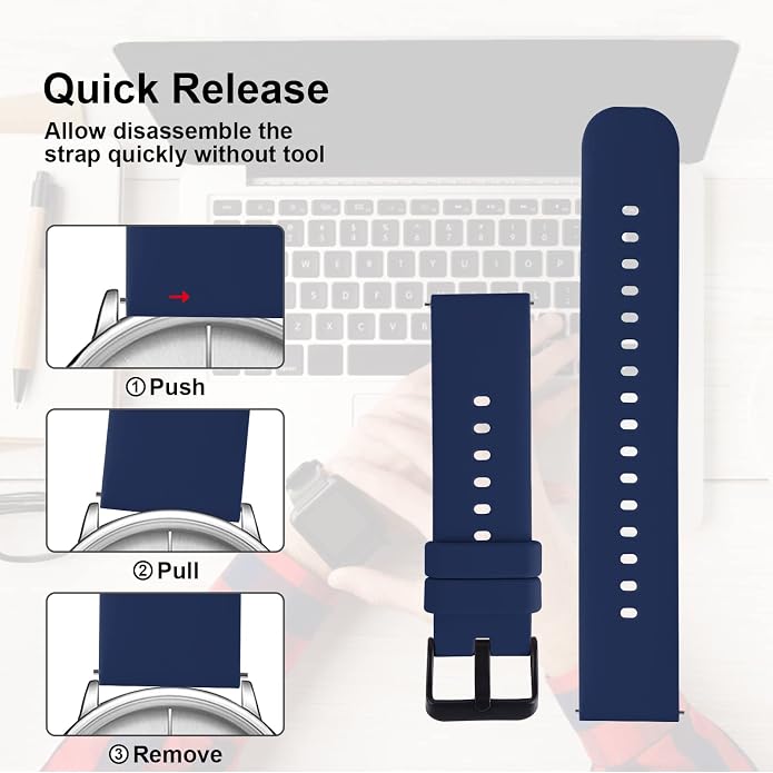 TIESOME Silicone Watch Bands, Quick Release Waterproof Soft Rubber Replacement - Image 2