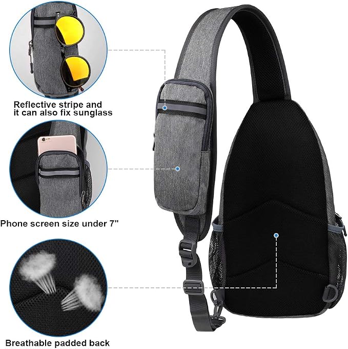 WATERFLY Crossbody Sling Backpack Sling Bag Travel Hiking Chest Bags Daypack - Image 5