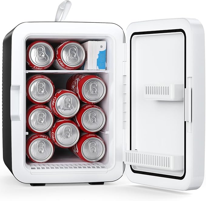 Antarctic Star Compact Mini Fridge, 10L Portable Small Refrigerator, 2.6 Gal Desktop Fridge with AC/DC Adapters, Small Cosmetics Cooler for Beverage, Food, Makeup, Bedroom, Office, Dorm, Black by AntarcticStar