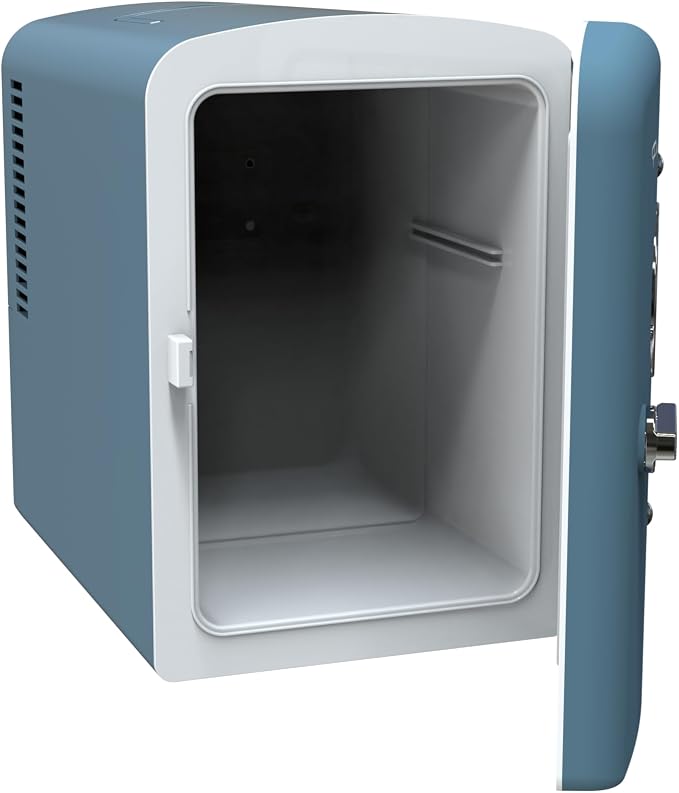 Frigidaire Retro 9-Can Mini Personal Fridge Portable Cooler for Car, Office, Bedroom, Dorm Room, or Cabin, 11.8" D x 7.1" W x 10.1" H, BLUE - Image 4