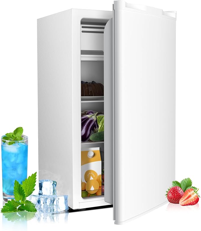 Electactic 3.2 Cu.ft Mini Fridge with Freezer, Compact Refrigerator with Reversible Single Door, Adjustable Thermostat, Low Noise, Energy Efficient for Office, Dorm, Bedroom, Apartment (WHITE) - Image 8