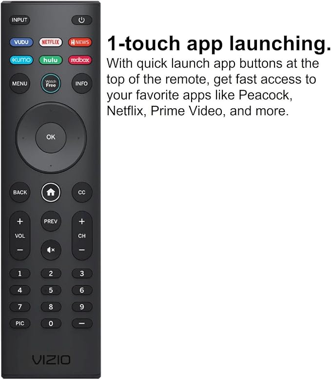 VIZIO SmartCast Universal Remote Control - Smart Remote Replacement for All VIZIO TVs - Infrared Remote Requires 2 AAA Batteries - Image 7