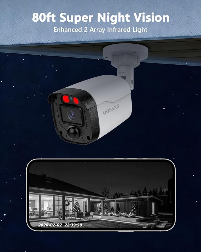 OOSSXX 5MP Wired Security Camera System Outdoor, 8CH DVR, 4 x 122° Wide Angle - Image 5