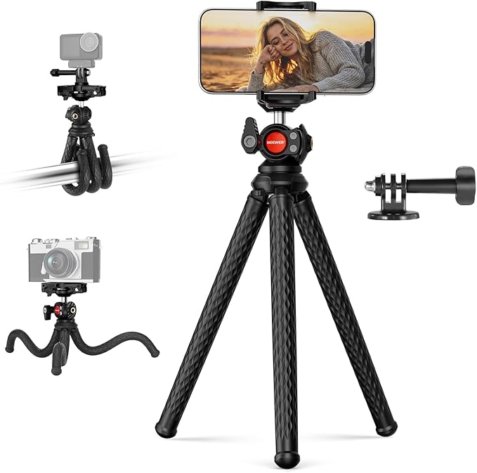 NEEWER Flexible Phone Tripod, Small Mini Camera Webcam Desk Stand, Phone Holder by Neewer