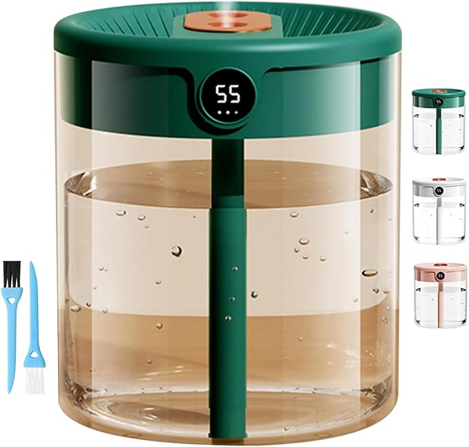 Dreamzy Humidifier for Large Room Cool Mist Bedroom Desktop Double Nozzle Cool Mist Humidifier with Night Light,with 2 Cleaning Brush Top Fill Lasts Up to 24 Hours,Auto Shut-Off,No leakage Design(Gree by Unknown