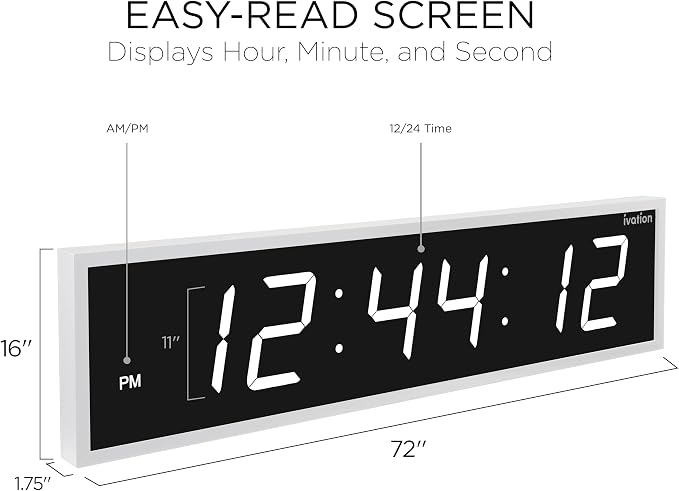 Ivation Huge Oversized 72" Large Digital LED Clock | Big Digital Clock - Image 2