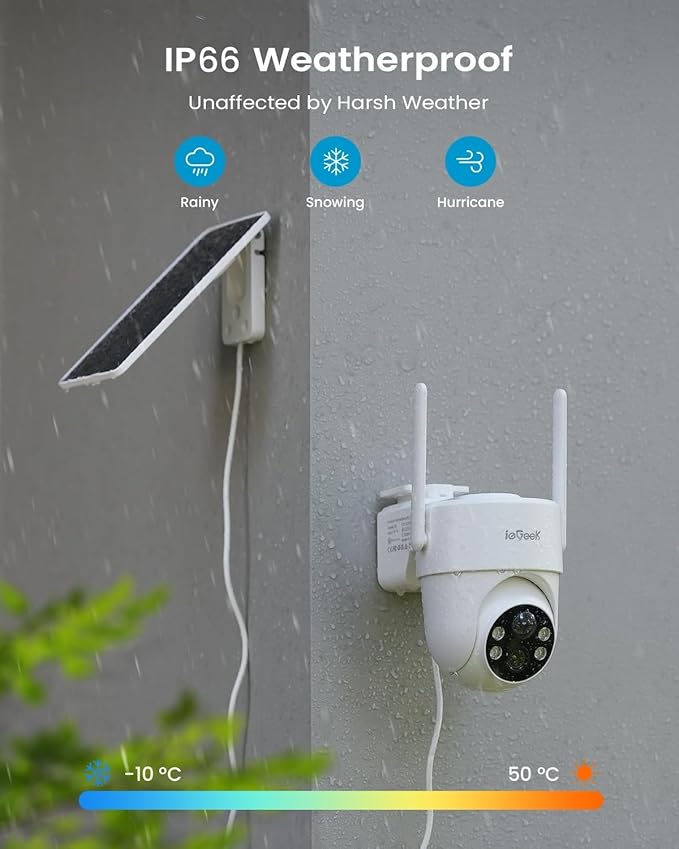 ieGeek 2 Pack S5 Solar Security Cameras Wireless Outdoor – 2K 3MP WiFi Camera - Image 4