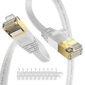 Cat7 Ethernet Cable 50FT-White-10Gbps High Speed Outdoor&Indoor Double Shielded by SURPLAY-WinningHighSpeed