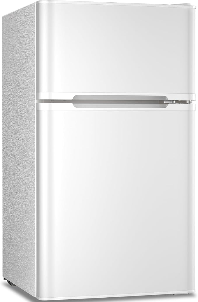 Antarctic Star Compact Refrigerator,3.2 Cu.Ft. Mini Separate Freezer Double 2-Door,Adjustable Removable Shelves for Basement,Apartment,Dorm,Office,WHITE by AntarcticStar