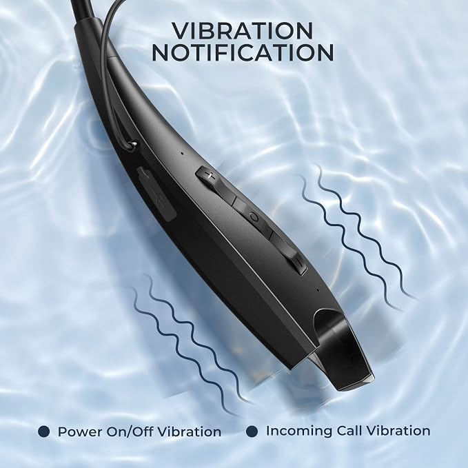 Neckband Bluetooth Headphones, 24H Playtime Wireless Noise Isolation | Around The Neck Headphones Shark Jaw Design, Bluetooth Headsets with Call Vibration, Earbuds Built-in Mic/IPX7 Waterproof - Image 4
