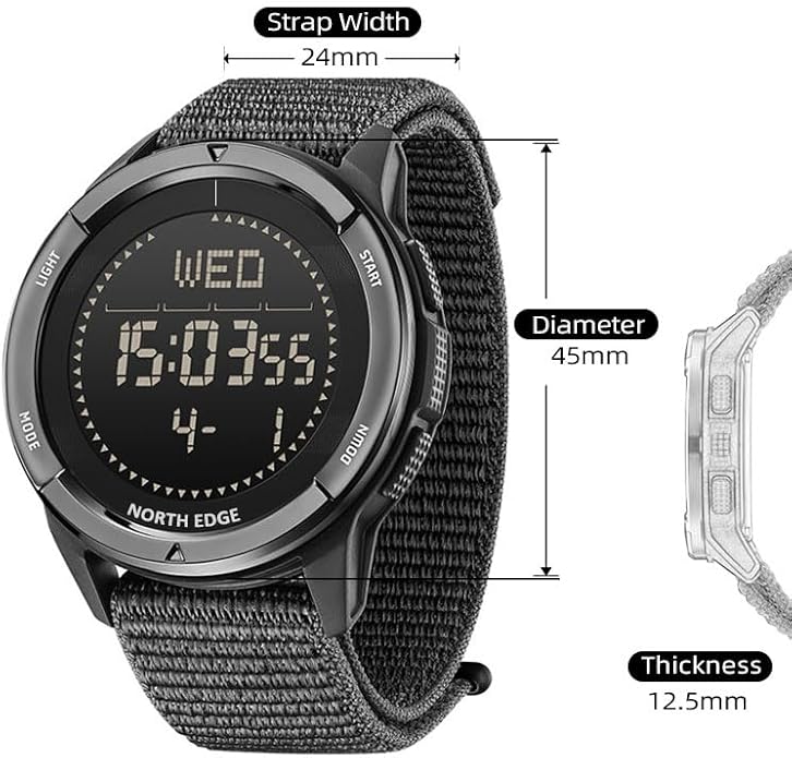NORTH EDGE ALPS Tactical Outdoor Digital Sports Watch, 50M Waterproof, Calorie - Image 2