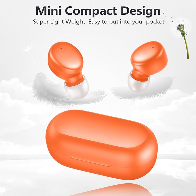 MOZOTER Mini Wireless Earbuds Bluetooth 5.3 in Ear Headphones Headsets | Light Weight,60Hrs Playtime Ear Buds with Charging Case,Smart Touch Control,Premium Sound with Deep Bass for Sport-Orange - Image 6