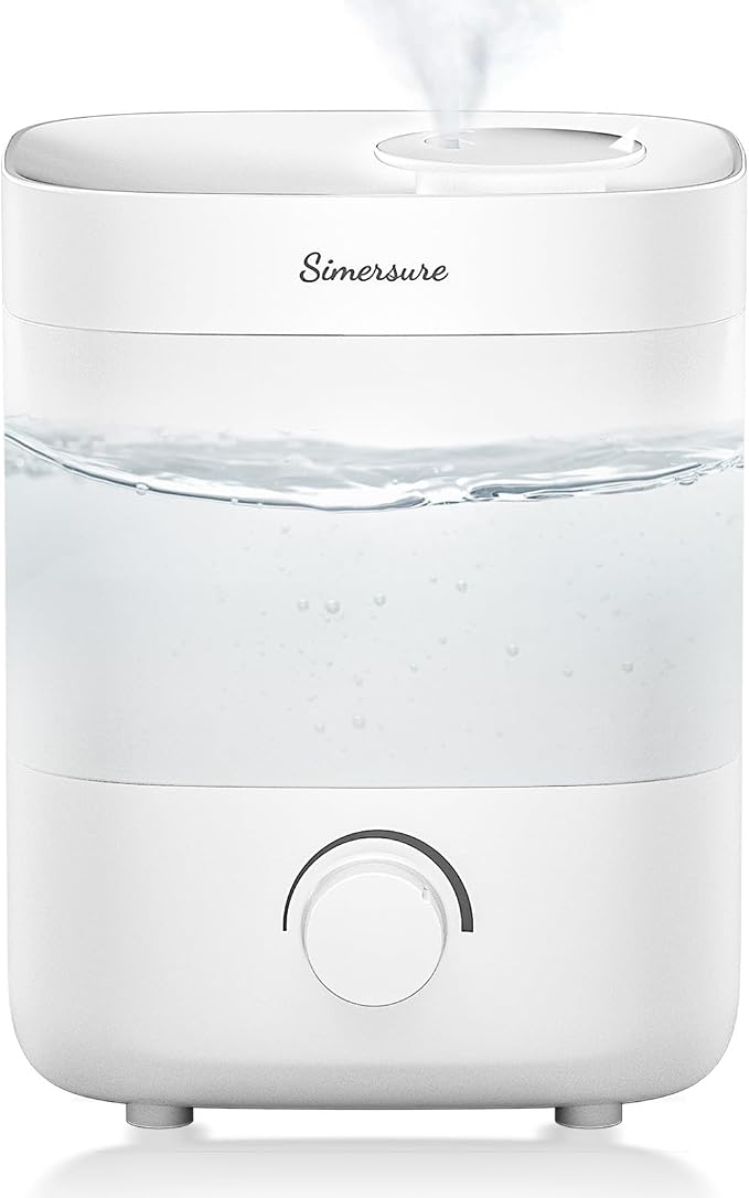 Top Fill Humidifier, 2L Water Tank for Bedroom, 28H Long Lasting New White Air Humidifier for Large Room, Ultra Quiet 25dB Cool Mist for Baby, Plants, Office, Easy to Clean & Fill by SimerSure