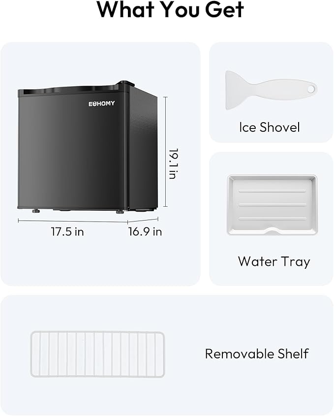 EUHOMY 1.7 Cu.Ft Mini Fridge, Reversible Single Door Compact Refrigerator, Adjustable Thermostat, Energy Saving, Mini Fridge for Bedroom, Office, Dorm, Black - Image 7