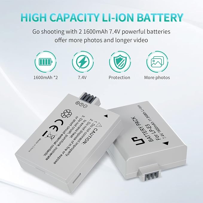 LP E5 Battery Pack, Rebel T1i, Rebel XSi, Kiss X3, Kiss X2, Kiss F Digital - Image 3