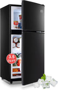 Refrigerator with Freezer 3.5 Cu.Ft Top-Freezer Compact Refrigerator Black | 7 Level Adjustable Thermostat Control, 2 Door ,Low noise,Low Power Consumption by KRIBBLING
