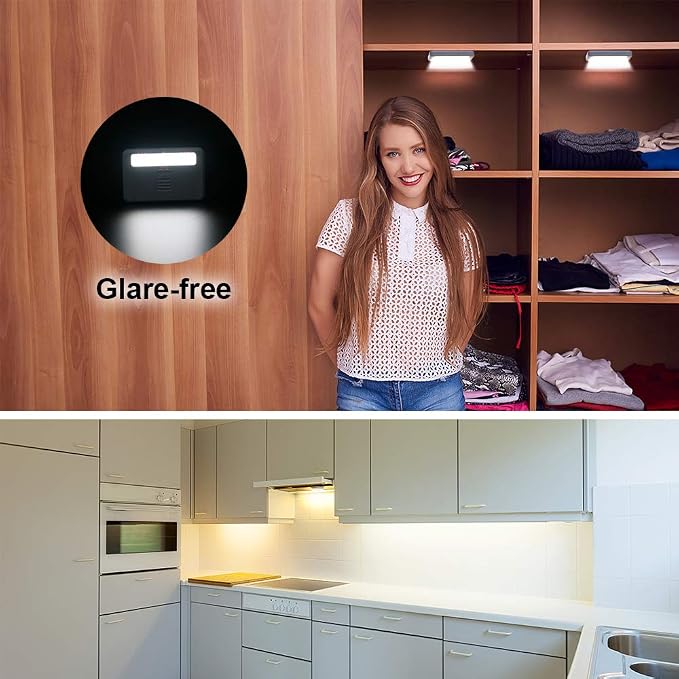 4 Pack Cordless Cabinet Lights, Door Open Activated Sensor Automatic Turn On - Image 5
