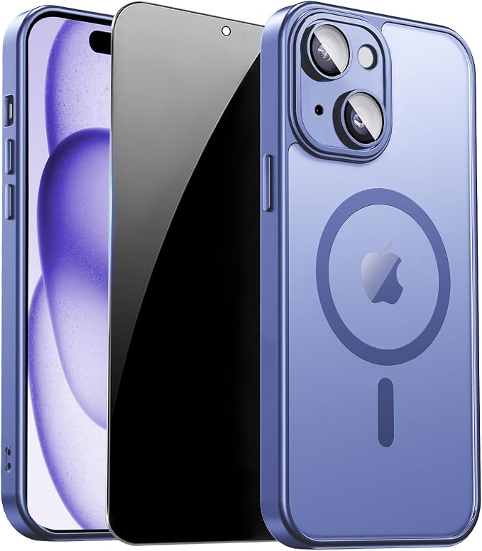 for iPhone 15 Plus Case with Privacy Screen Protector and Camera Protection by ZOZDOKG