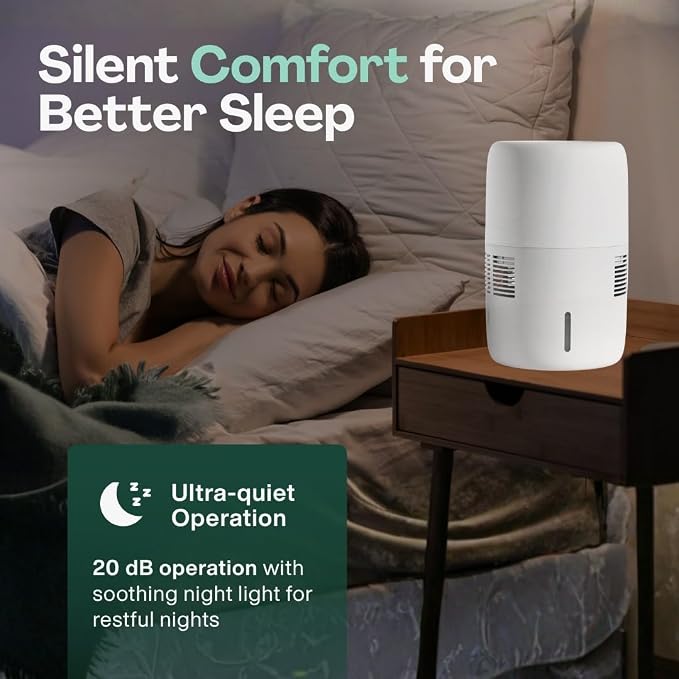 Smart Evaporative Humidifier with App Control & 3L Tank – Mist-Free, No White Dust – Quiet Operation for Better Sleep – Klarta Humea Beige - Image 3