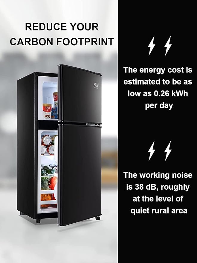 Refrigerator with Freezer 3.5 Cu.Ft Top-Freezer Compact Refrigerator Black | 7 Level Adjustable Thermostat Control, 2 Door ,Low noise,Low Power Consumption - Image 3