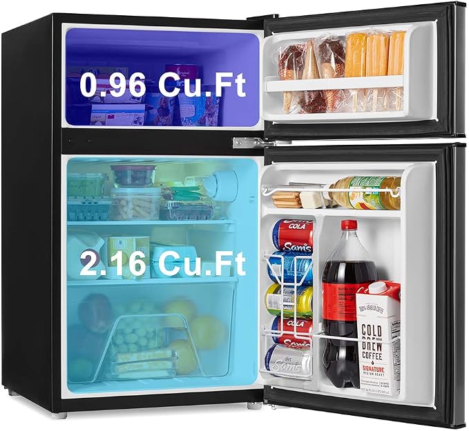 Walsh Compact Refrigerator, Dual Door Mini Fridge, Energy Efficient, Adjustable Mechanical Thermostat with Freezer, Reversible Doors with Leveling Front Legs, 3.1 Cu Ft, Black - Image 2